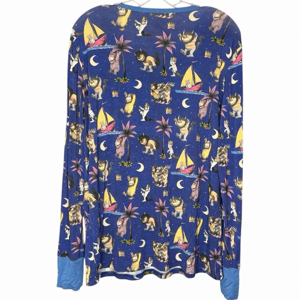 Little Sleepies Women L Where The Wild Things Are Bamboo Pajamas Set RARE Blue - Picture 3 of 10